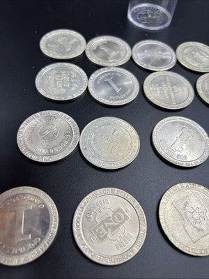Lot of 20 $1 Casino Dollar Gaming Tokens Metal Circulated Conditions SKU#7540