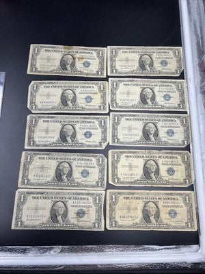 Lot of 10 1935 $1 One Dollar Blue Seal Silver Certificates Cull Very Circ #23