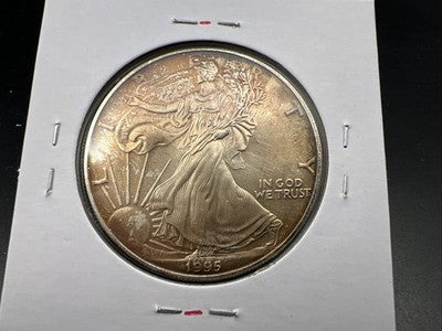 1995 1 Oz American Silver Eagle Coin Gem BU UNC Neat Toning Toner