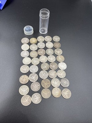 Barber Quarters 90% Silver Coin Quarter Roll $10 Face Value 40 Coins VG SKU#1A