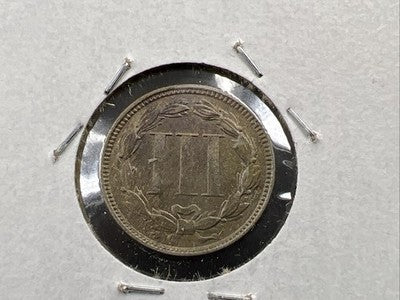 1865 3c Nickel Coin RPD Repunched Date FS-304 XF EF Extra Fine Circ