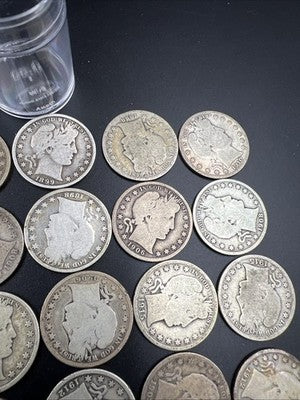 20 Coin Roll Barber 90% Silver Half Dollar Coins G-VG Good Conditions S#V
