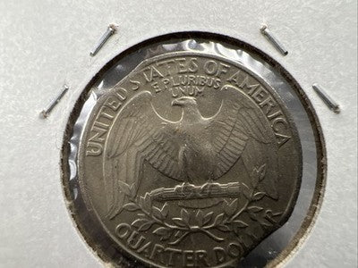 1981 P 25c Washington Quarter Coin Double Clipped Planchet Error