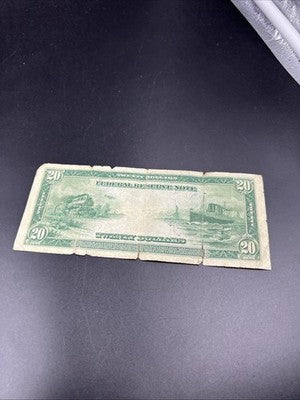 1914 $20 Large Size Twenty Dollar Federal Reserve Note Very Circulated Damaged