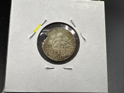 1964 D 10c Roosevelt Silver Dime Coin Major Planchet Defect XF / AU Circ