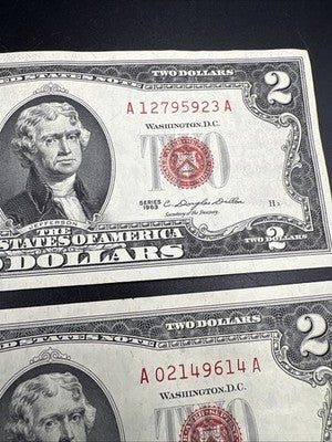 Lot of 2 1963 $2 Two Dollar Bill USN Notes XF / AU #614