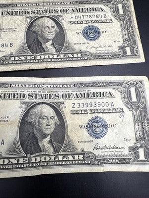 Lot of 4 1957 $1 One Dollar US Silver Certificates Neat Serial Numbers #3399