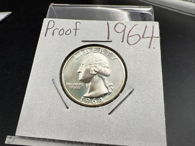 1964 25c Proof Washington Silver Quarter Coin Gem Proof Neat Toning - Blazer!