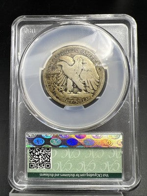 1917 D 50c Walking Liberty Silver Half Dollar Coin CAC G Details