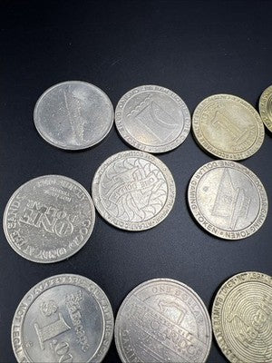 Lot of 20 $1 Casino Dollar Gaming Tokens Metal Circulated Conditions SKU#7524