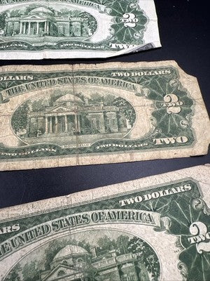 Lot of 3 1928 $2 Two Dollar USN United States Notes Red Seal Very Circ #906