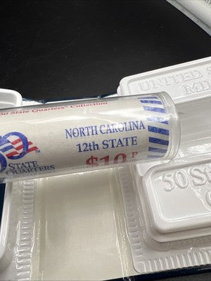 US Mint Certified 2001 P North Carolina State Statehood 40 Coin BU Quarter Roll