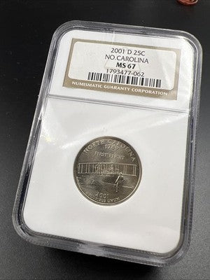 2001 D North Carolina State Statehood Quarter Coin MS67 NGC #062