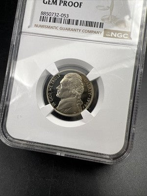 1999 S 5c Jefferson Proof Nickel Coin Gem Proof NGC Certified #53