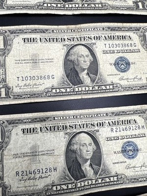 Lot of 10 1935 $1 One Dollar Silver Certificate Blue Seal Notes G / VG Circ #887