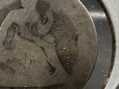 1861 Civil War Era Liberty Seated Dime Coin Fair Details E.M engraved graffiti