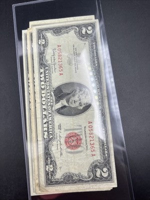 6 Note Set 1953 + ABC & 1963 & A $2 Two Dollar USN Legal Tender Red Seal Set #65