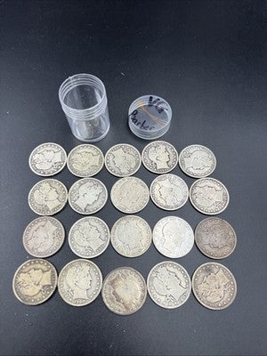 20 Coin Roll Barber 90% Silver Half Dollar Coins VG Very Good Conditions S#B