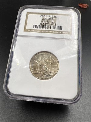 2001 P Vermont Statehood Quarter NGC MS65 W #012