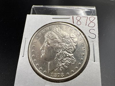 1878 S $1 Morgan Silver Dollar Coin AU Details Shiny Nice Look SK#A