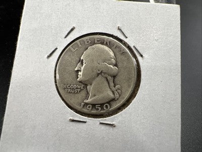 1950 P 25c Washington Silver Quarter Coin AG Circ DDR Double Die Reverse SK#a