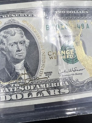 FRN Collector's Lot CH AU 2003 $2 Obama FRN Colorized & 2013 $2 Two Dollar Bills
