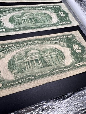 Lot of 6 1953 1963 $2 USN Red Seal Legal Tender Bills VG Very Good Circ #74