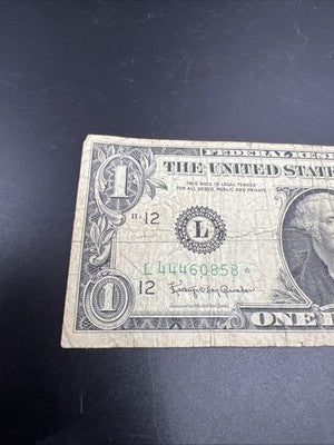1963 B * Star $1 One Dollar Barr Note Neat Serial Number #444 Very Circulated