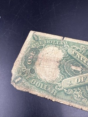 1917 $1 United States Note Sawhorse Ugly Damage Cull circ Fr 36 Teehee Burke