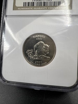 2005 D 25c Kansas State Statehood Quarter Coin NGC MS67 SMS #163