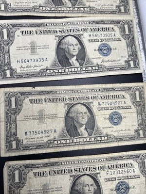 Lot of 10 1957 $1 One Dollar Silver Certificate Blue Seal Notes G / VG #138