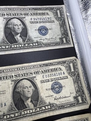 Lot of 10 1957 / 1935 $1 One Dollar Silver Certificate Blue Seal Notes VG #404