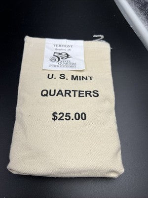 U.S. Mint Bag of 100 2001 P 25c Vermont State Statehood Quarter Coins BU UNC