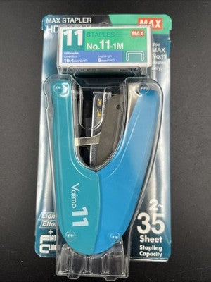 HD-11FLK Max Flat Clinch Stapler for 2x2 Coin Flips Stapler Blue Hand Size New
