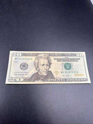 2013 $20 FRN Federal Reserve Note XF EF Extra Fine Circ Neat Serial # 32227333
