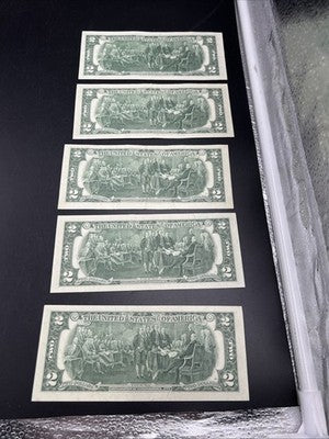 Lot of 5 1976 $2 FRN Bicentennial Notes VF + Circ #240 I & E Districts