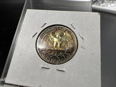 1962 25c Washington 90% Silver Choice Proof Quarter Coin Neat Toning Toner