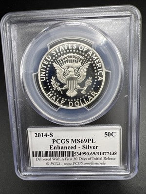 2014 S 50c Kennedy Enhanced Silver Half Dollar Coin PCGS MS69 PL #438