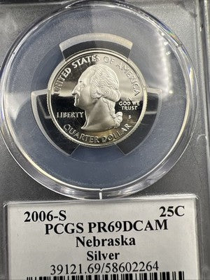 2006 S Nebraska State Statehood Silver Quarter Coin PCGS PR69 DCAM #264
