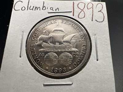 1893 50c Columbian Silver Half Dollar Coin AU About UNC