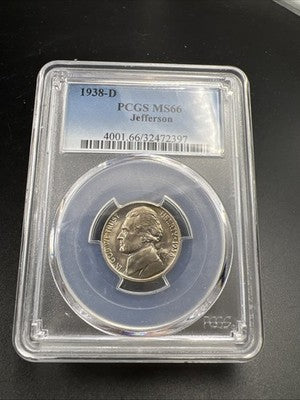 1938 D 5c Jefferson Nickel Coin MS66 Gem BU UNC #397