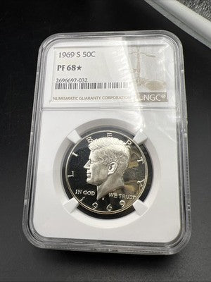 1969 S 50c Kennedy Silver Half Dollar Coin NGC PF68 * Star #032