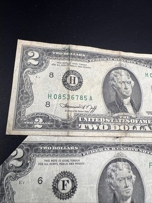 Lot of 4 Very Circ 1976 $2 FRN Federal Reserve Notes Neat Serial #s #44414499