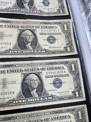 Lot of 10 VERY CIRC 1957 1935 $1 Dollar Silver Certificate Blue Seal Notes #87