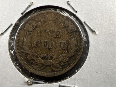 1858 1c Flying Eagle Cent Coin Low Leaves FS-901 Variety Fine Circ