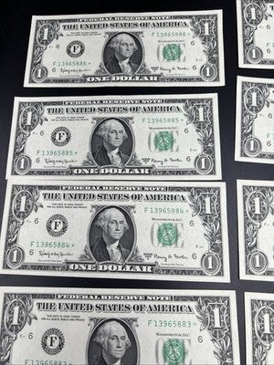 12 Consecutive 1963 A * Star FRN Federal Reserve Notes UNC Bills #886