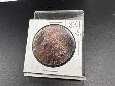 1881 S $1 Morgan Silver Dollar Coin BU Unc Nice Obverse Toning Toner