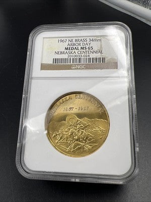 1967 Nebraska Centennial Arbor Day Medal NGC MS65 Gem BU