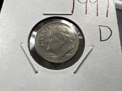 Off Center Broadstrike 1997 D 10c Roosevelt Dime Coin XF EF Extra Fine Circ
