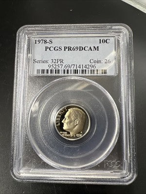 1978 S 10c Roosevelt Dime Coin PCGS PR69 DCAM #96
